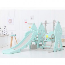 Indoor / Outdoor Three in One Kid's Slide Swing Set with Basket